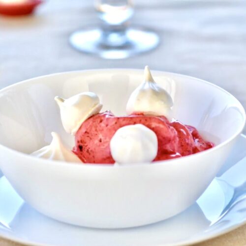 Sorbet fruits rouges-meringues